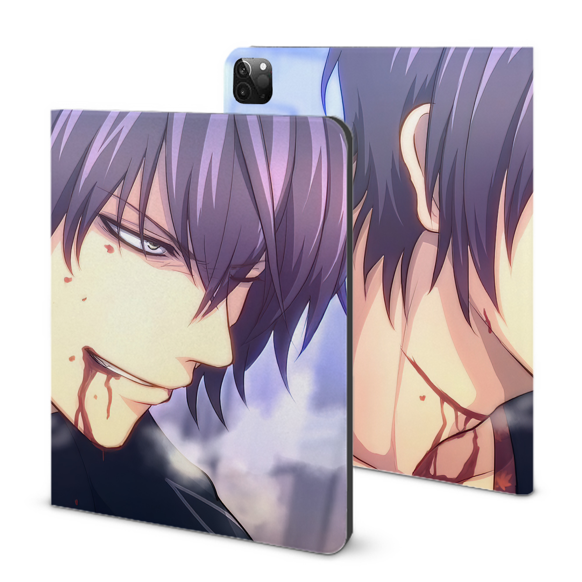 （画像用） ぎんたま 坂田銀時（さかたぎんとき） 神楽 志村新八（しむら しんぱち） GINTAMA Sakata Gintoki Kagura Shimura Shinpachi IPadケース ペンホルダー付き ブックスタイルデザイン